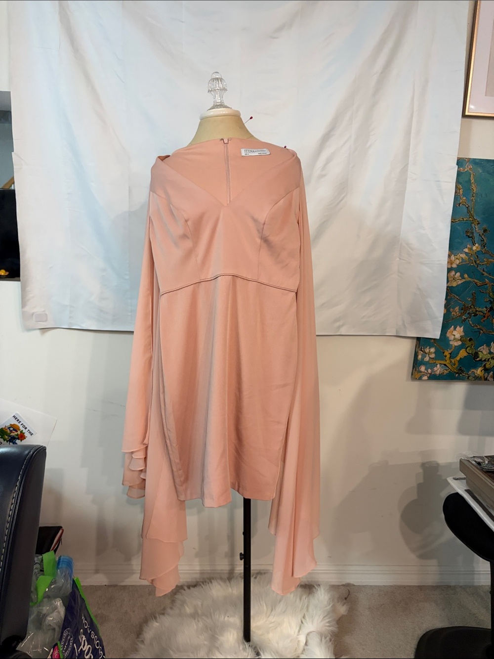 Blush Asymmetrical Cape Dress - Women's